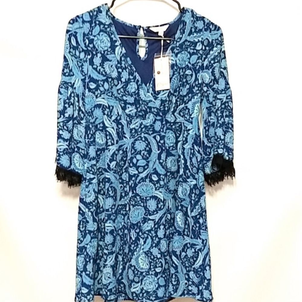 NWT Candies Blue Floral lace trim sleeve Small